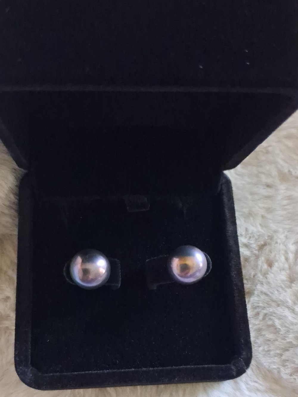 Genuine Pearl Earrings In A Rare Purple Aubergine Color Large Approx 12mm